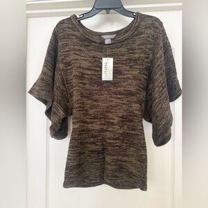Contact Flutter Sleeve Sweater Womens Small Multicolor Brown 100% Acrylic - NWT!